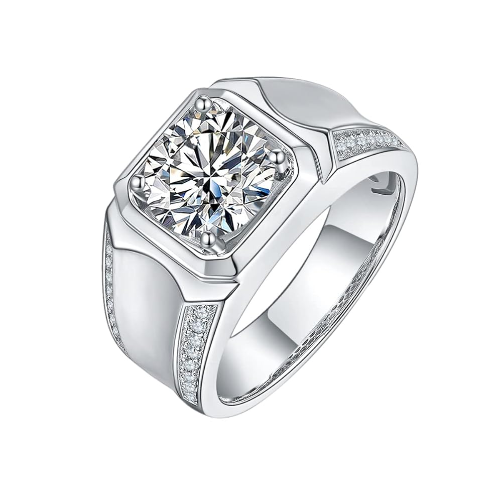 Moissaniteリング、13号、925Silver King-Moissanite Sterling Silver Men's Ring-R13